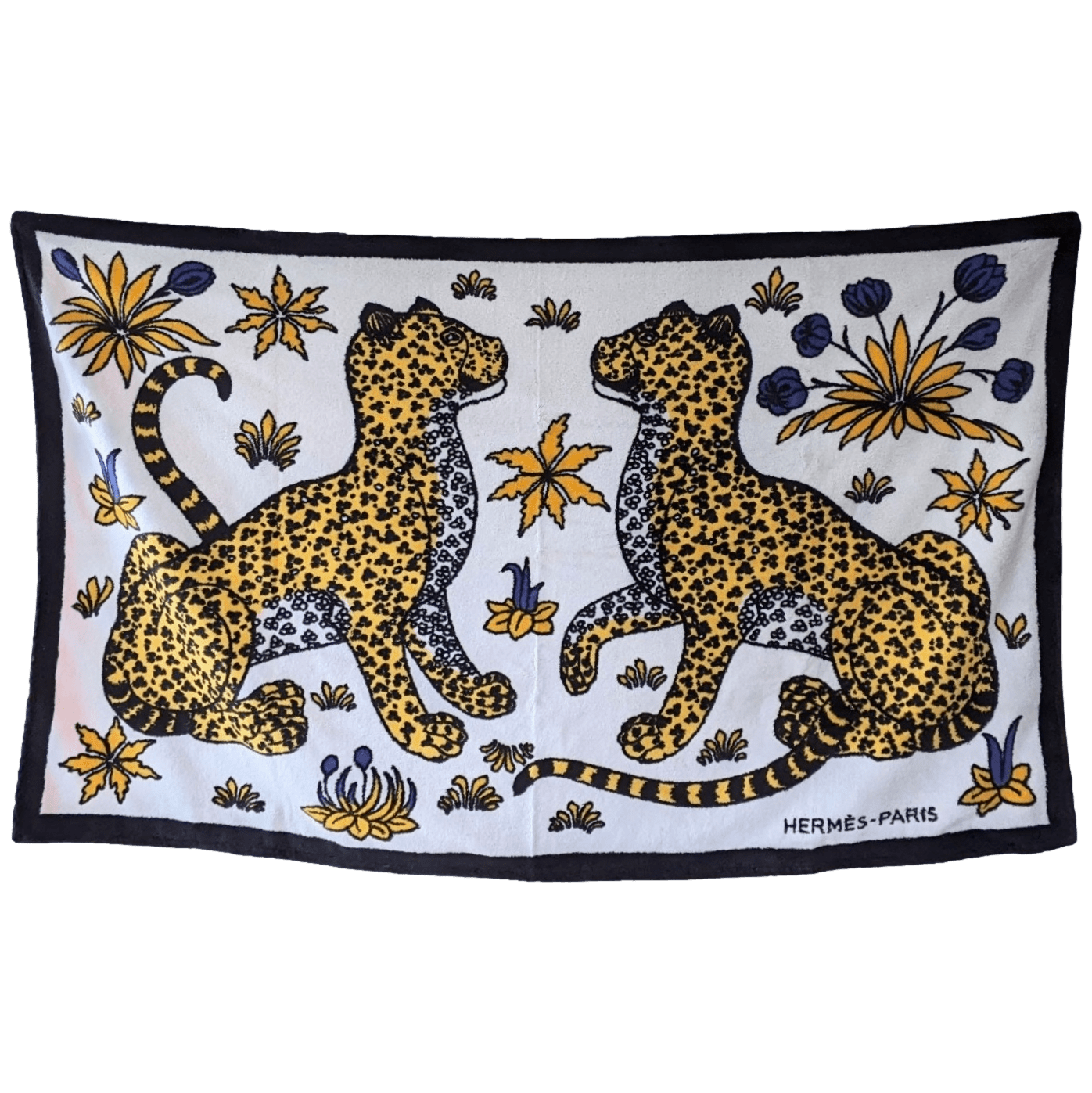 HERMES Leopards Beach Towel 90 x 150 cm