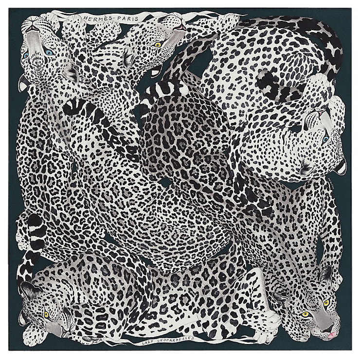 HERMES Lazy Leopardesses by Arlette Ess Twill 90 x 90 cm