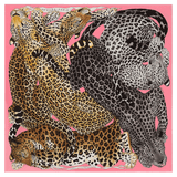 HERMES Rose Vif/Anthracite Lazy Leopardesses by Arlette Ess Twill 90cm
