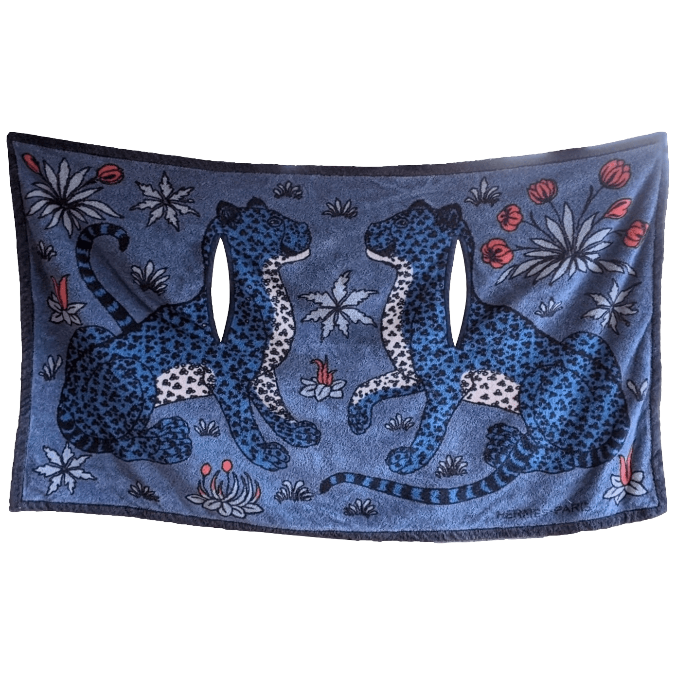 HERMES LEOPARDS Blue/Orange Terry Bathrobe Towel 90 x 150 cm,
