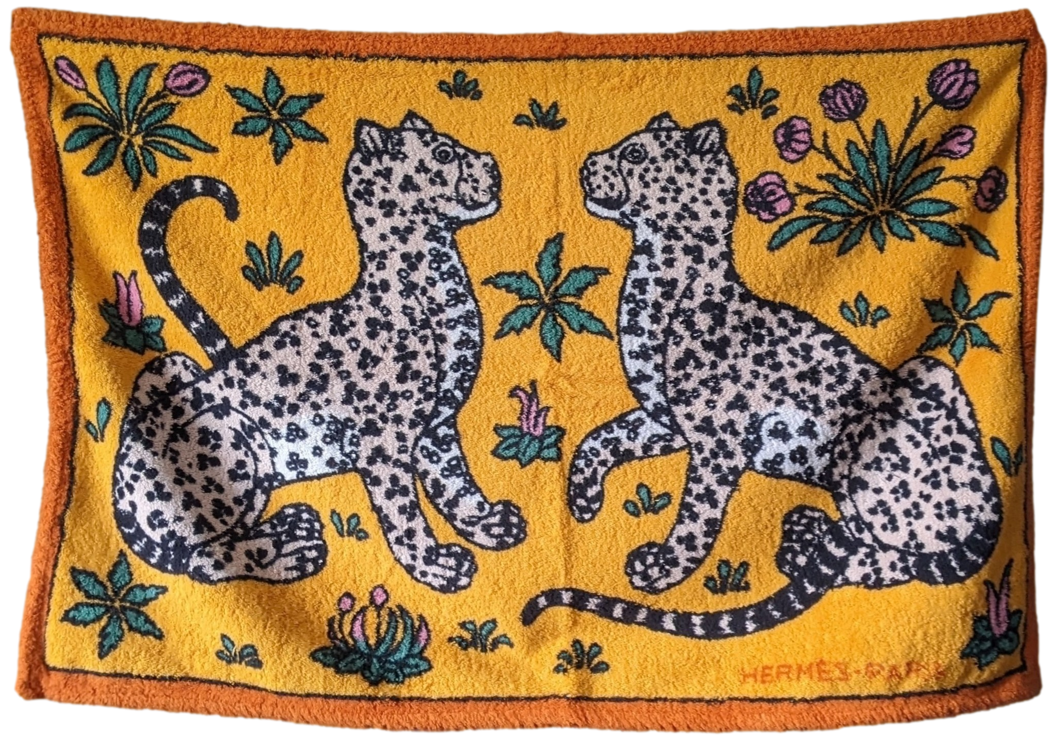 HERMES LEOPARDS Cotton Terry Beach Towel PM 65 x 95 cm