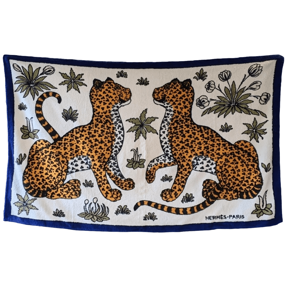 HERMES Leopards Beach Towel 90 x 150 cm