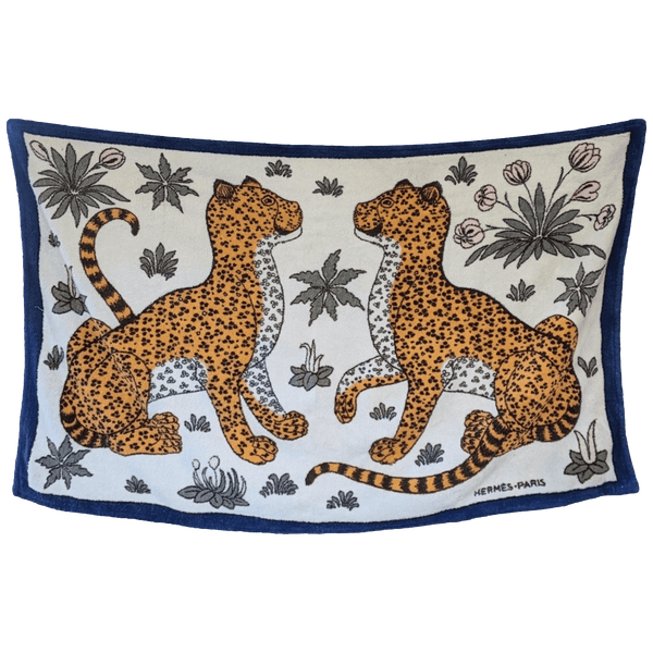 HERMES Leopards Tapis de Plage Terry Beach Towel 90 x 150 cm