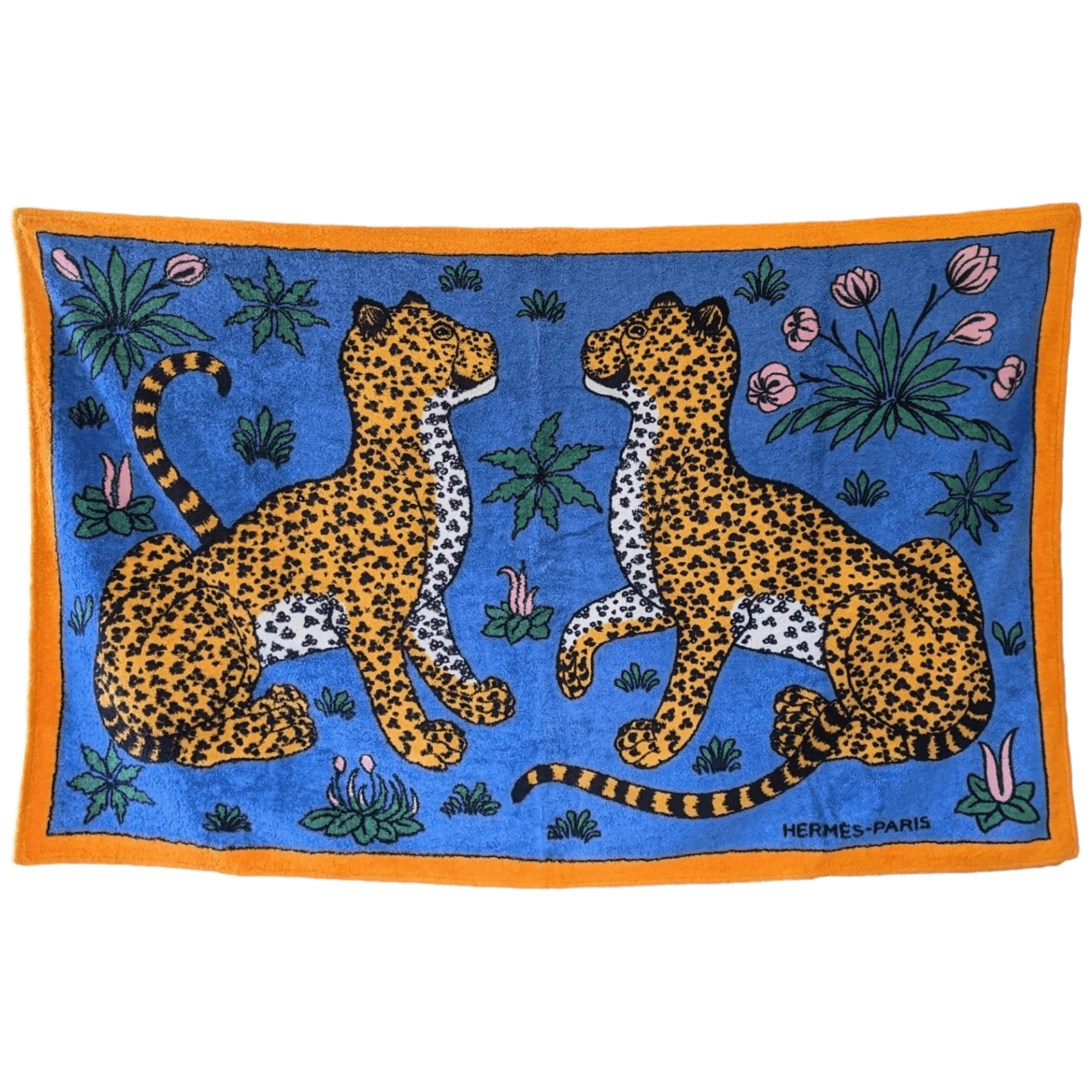 HERMES Leopards Tapis de Plage Terry Beach Towel 90 x 150 cm
