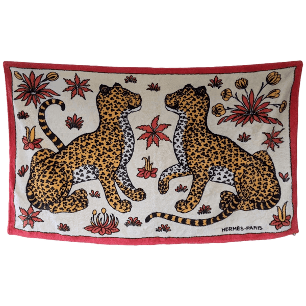 HERMES Leopards Tapis de Plage Terry Beach Towel 90 x 150 cm