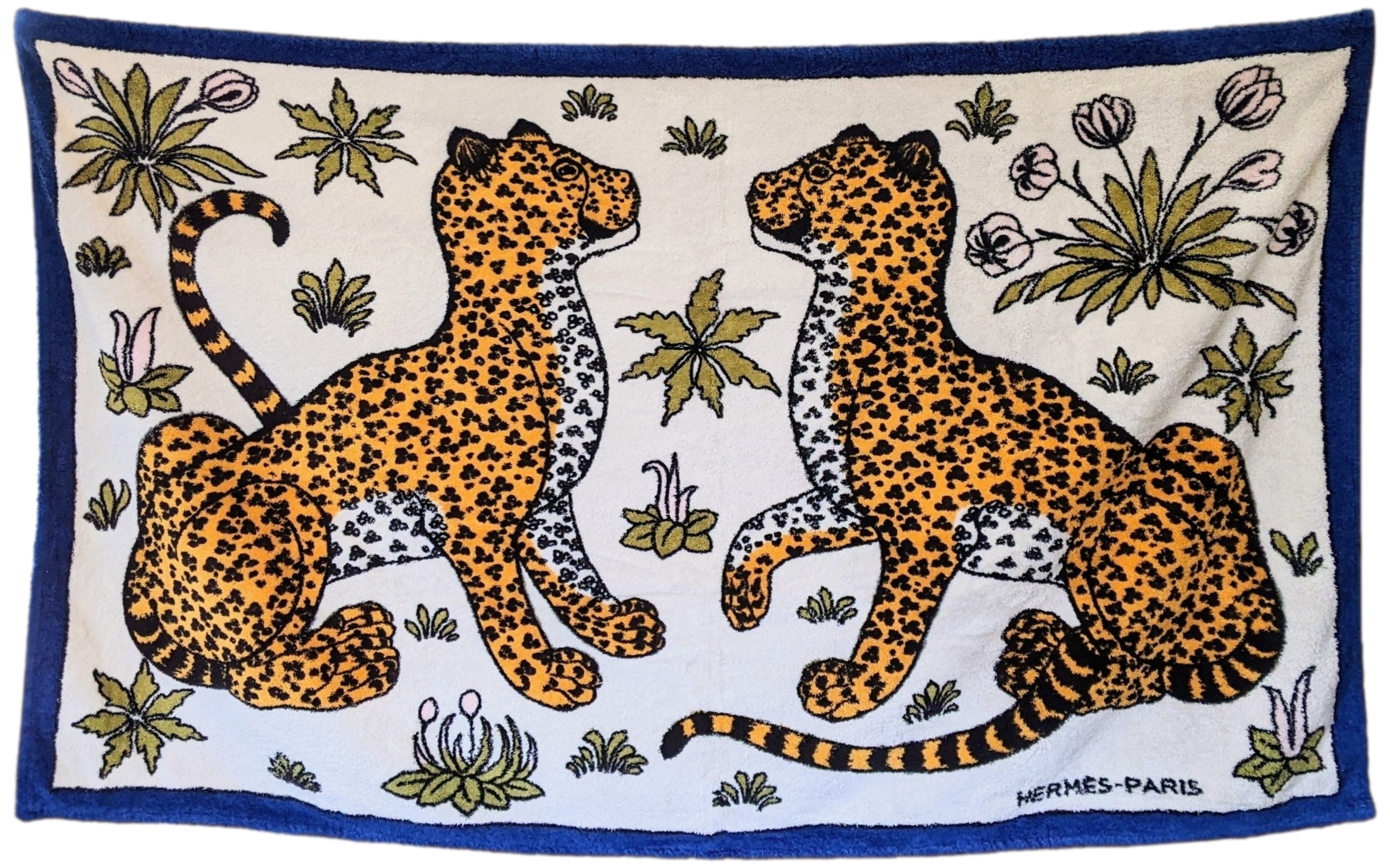 HERMES LEOPARDS Tapis de Plage Terry Beach Towel 90 x 150 cm