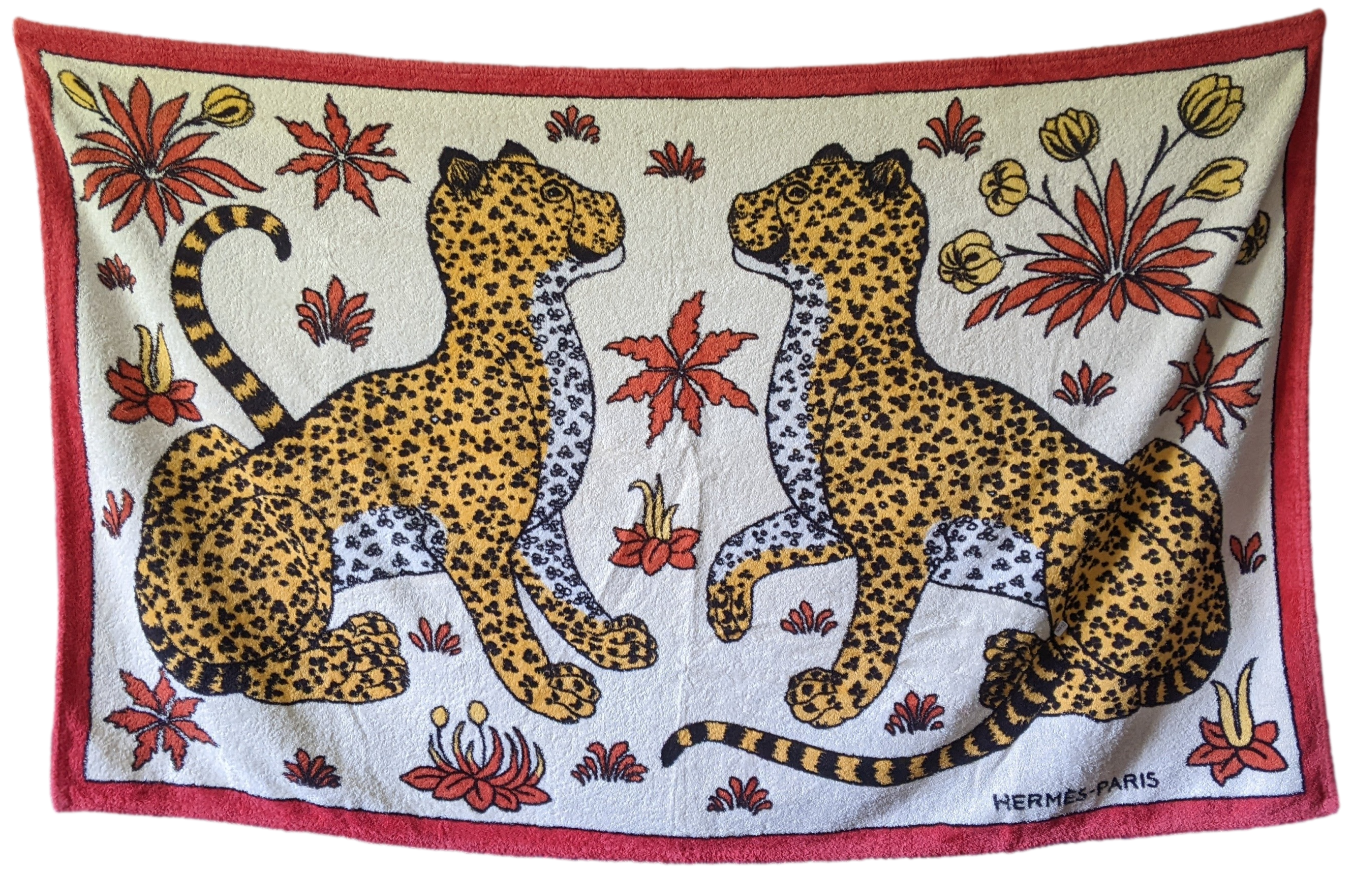 HERMES LEOPARDS Terry Beach Towel 90 x 150 cm