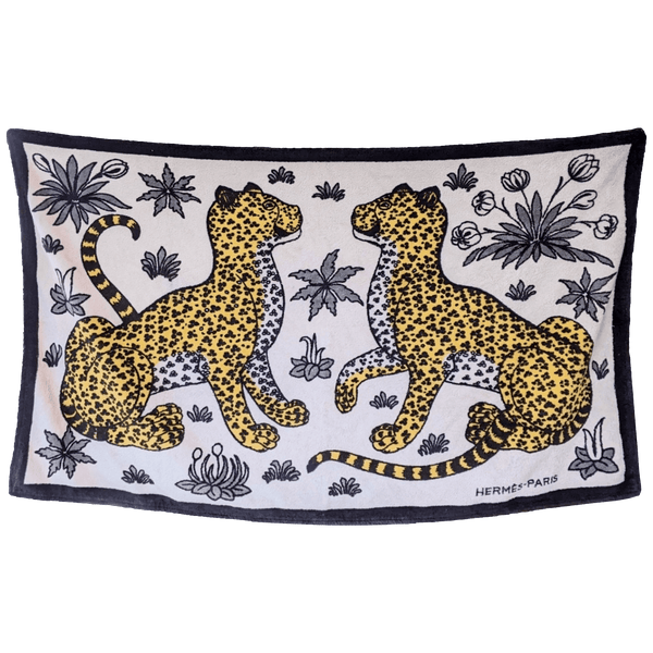 HERMES Leopards Tapis de Plage Terry Beach Towel 90 x 150 cm