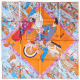 HERMES Les Artisans d'Hermes by Akira Yamaguchi Twill Scarf 90