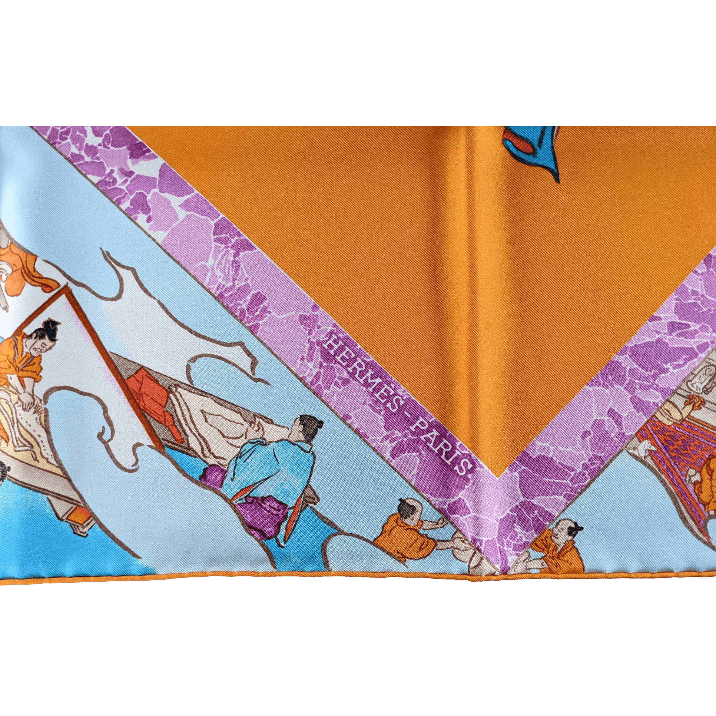 HERMES Les Artisans d'Hermes by Akira Yamaguchi Twill Scarf 90
