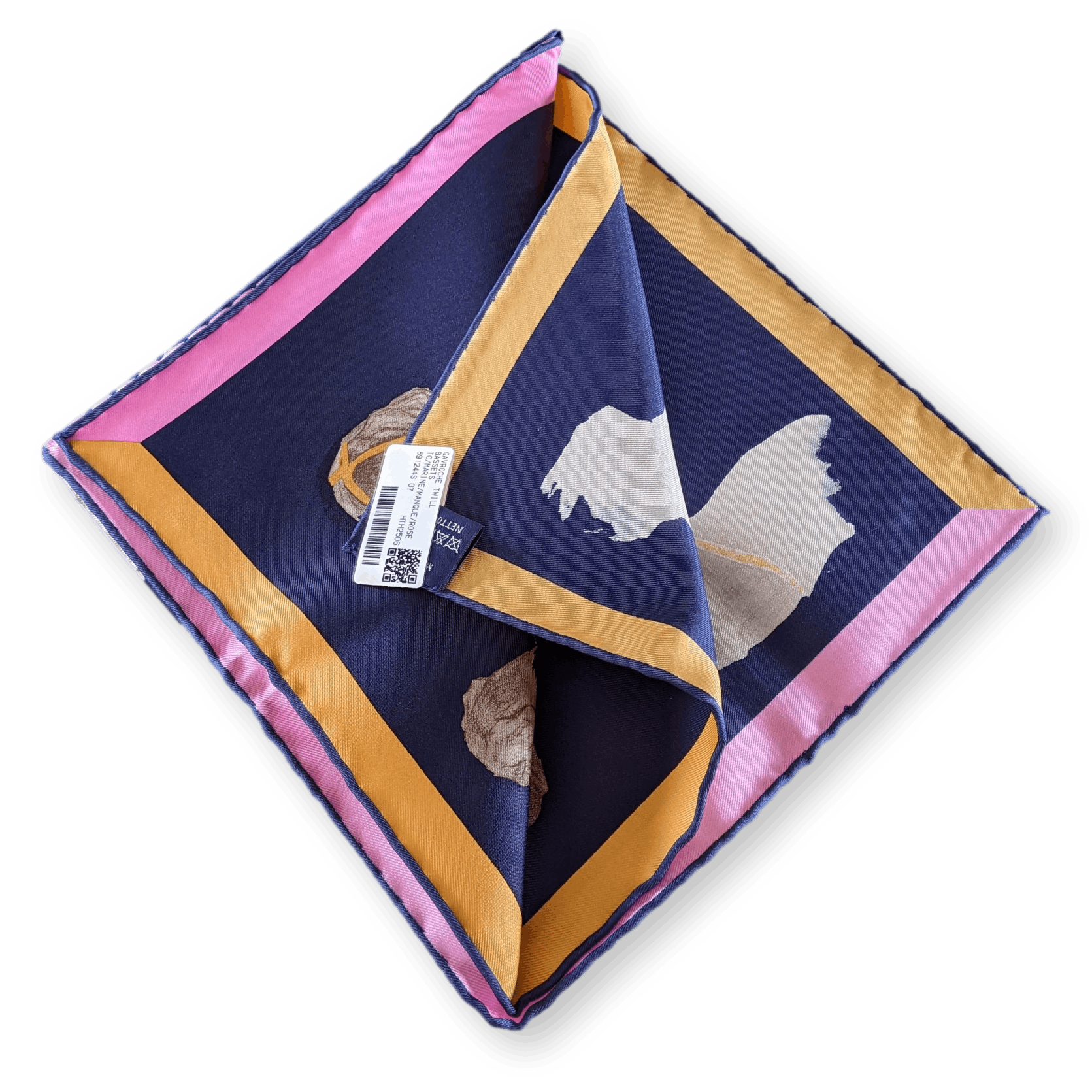 HERMES  Les Bassets Teckels Bassethound Gavroche Silk Scarf 45 x 45 cm