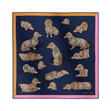 HERMES  Les Bassets Teckels Bassethound Gavroche Silk Scarf 45 x 45 cm