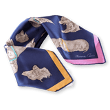 HERMES  Les Bassets Teckels Bassethound Gavroche Silk Scarf 45 x 45 cm