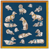 HERMES Les Bassets (Teckels, Dachshunds) by Xavier de Poret Vintage Silk Scarf 70 x 70 cm