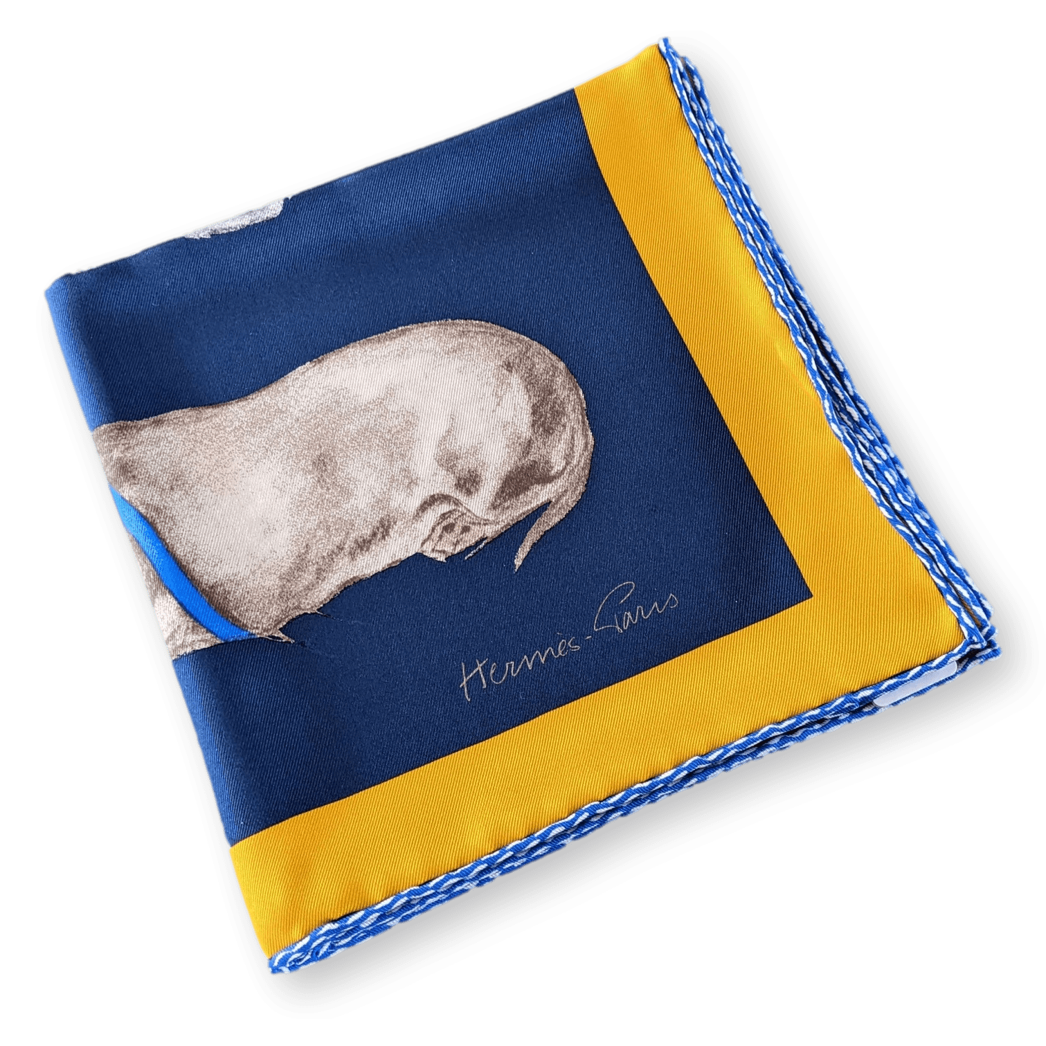 HERMES Les Bassets (Teckels, Dachshunds) by Xavier de Poret Vintage Silk Scarf 70 x 70 cm