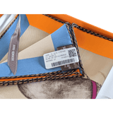 HERMES Les Bassets Silk Scarf 70 Beige Sepia Orange
