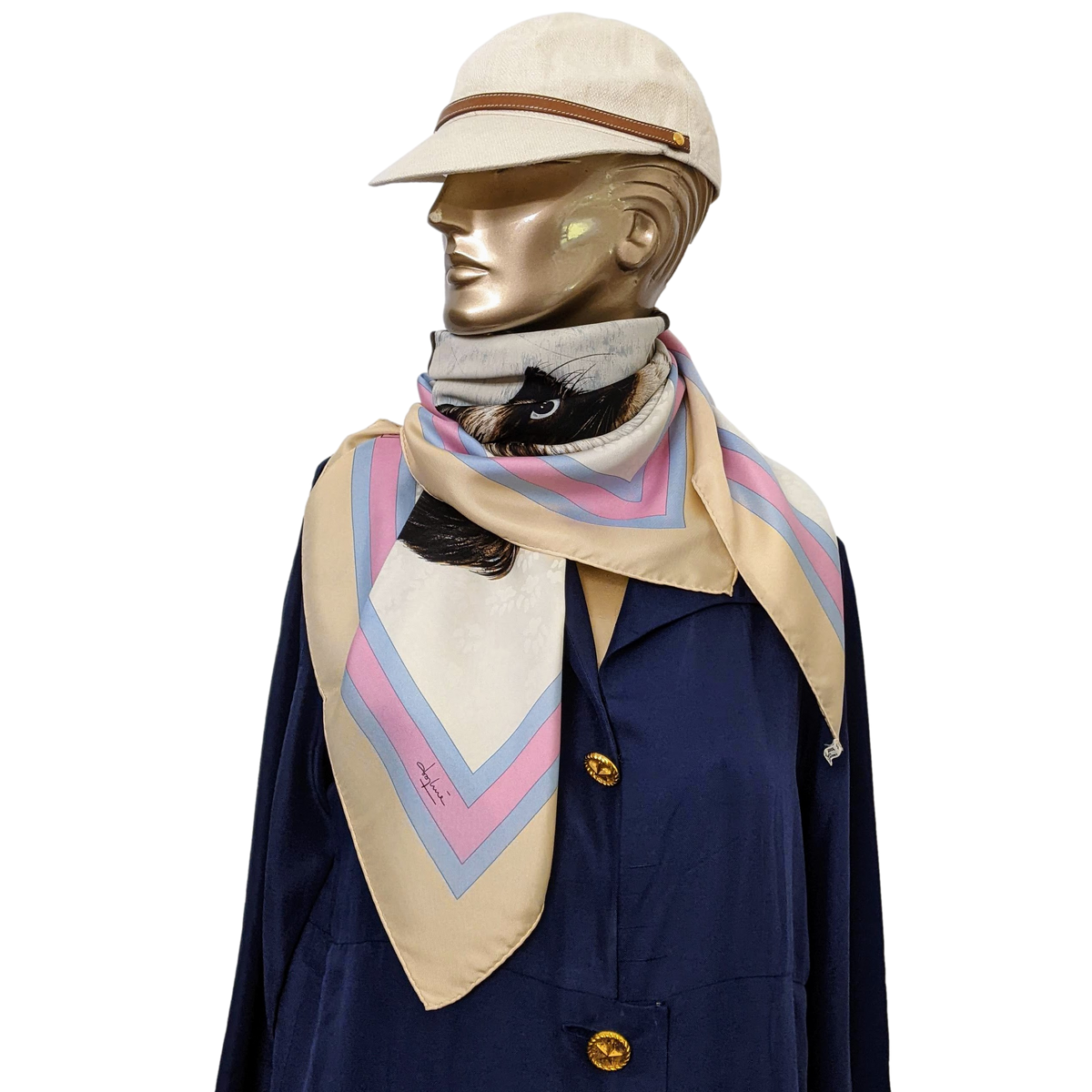 HERMES LES CHATS 1985 by Daphné Duchesne Twill Jacquard Silk Scarf 90 x 90 cm
