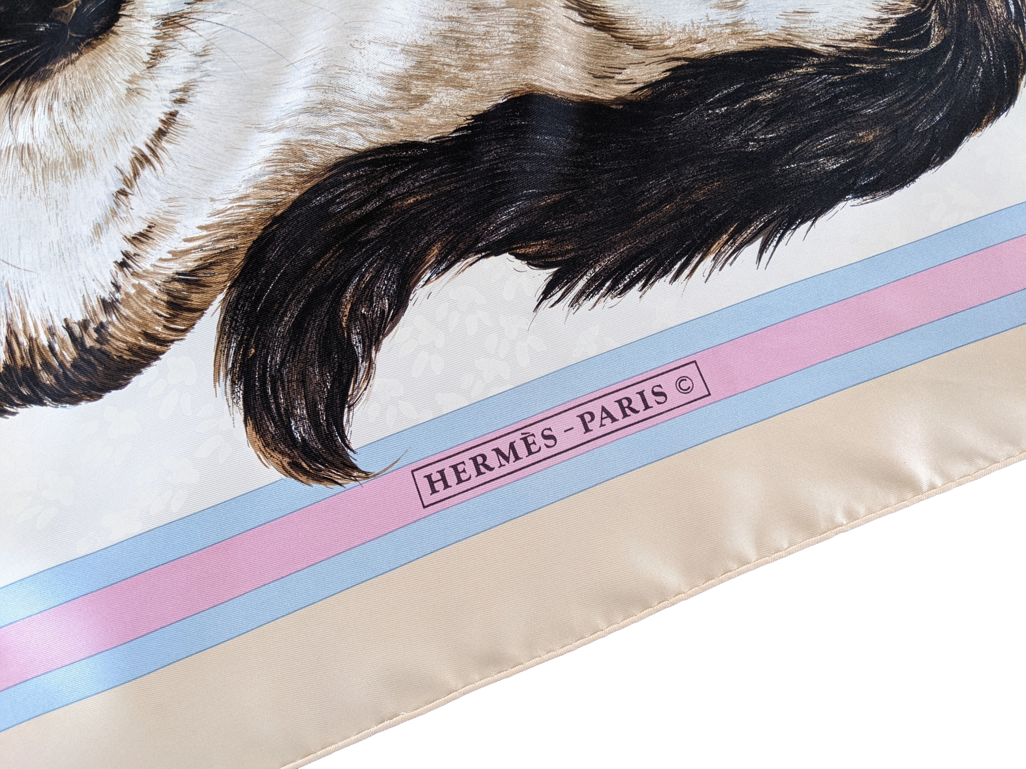 HERMES LES CHATS 1985 by Daphné Duchesne Twill Jacquard Silk Scarf 90 x 90 cm