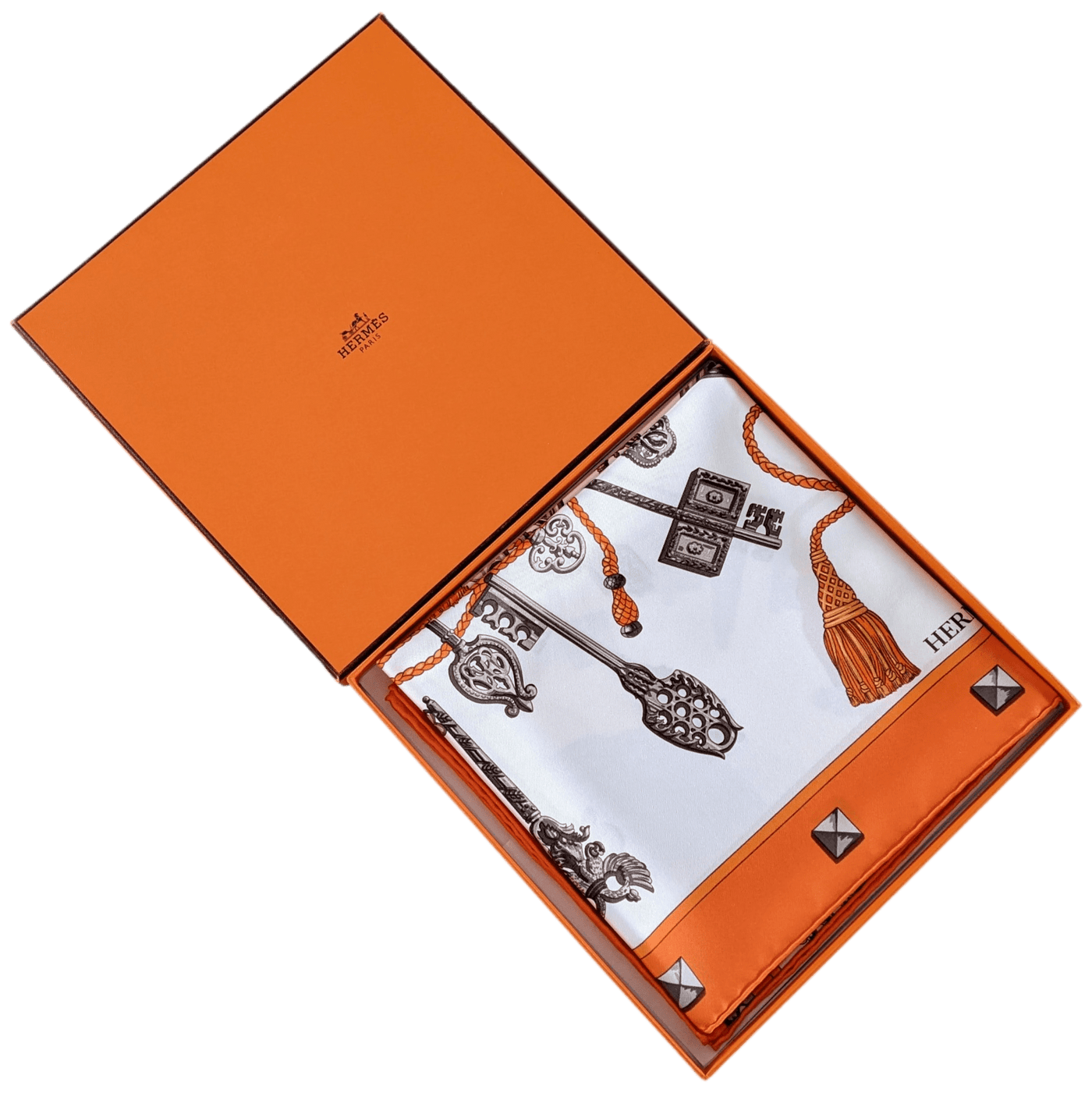 HERMES Les Clefs for UBS Exclusive Limited Twill Silk Scarf 90 x