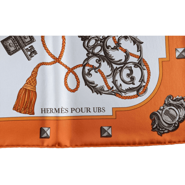 HERMES Les Clefs for UBS Exclusive Limited Twill Silk Scarf 90 x 90 cm