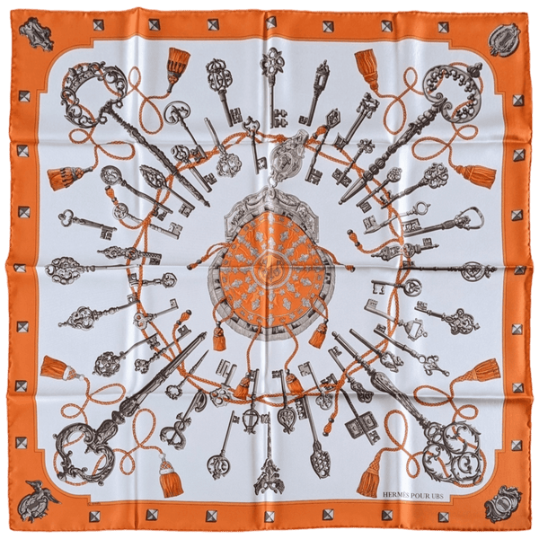 HERMES Les Clefs for UBS Exclusive Limited Twill Silk Scarf 90 x 90 cm