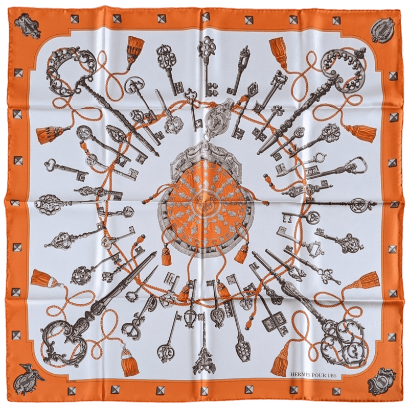 HERMES Les Clefs for UBS Exclusive Limited Twill Silk Scarf 90 x 90 cm