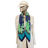 HERMES Les Perroquets Silk & Cashmere Scarf 90 