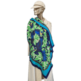 HERMES Les Perroquets Silk & Cashmere Scarf 90 