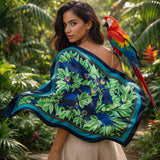 HERMES Les Perroquets Silk & Cashmere Scarf 90