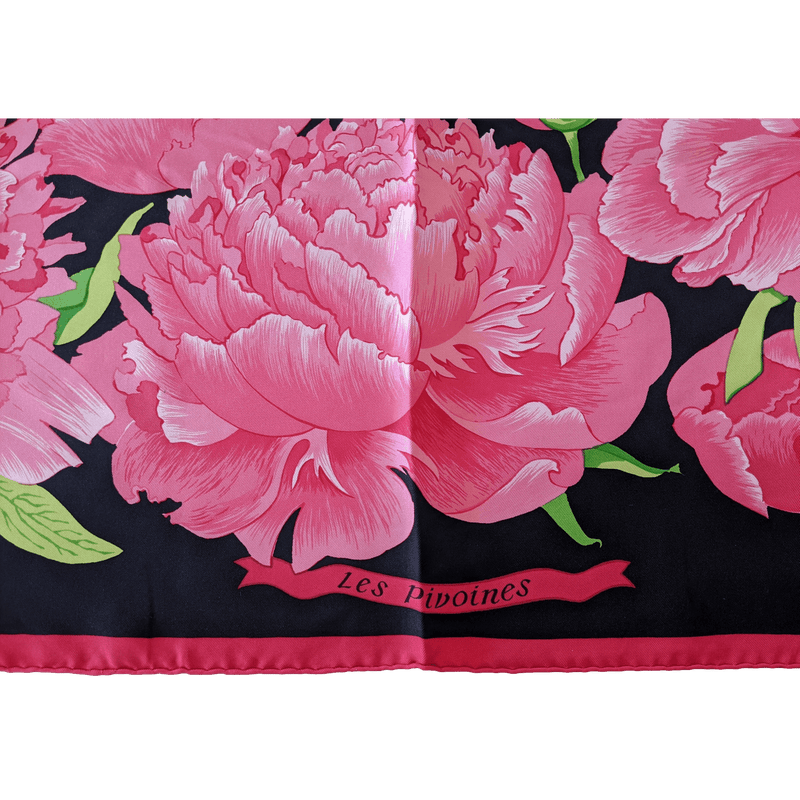 HERMES Les Pivoines by Christiane Vauzelles Twill Silk Scarf 90 x