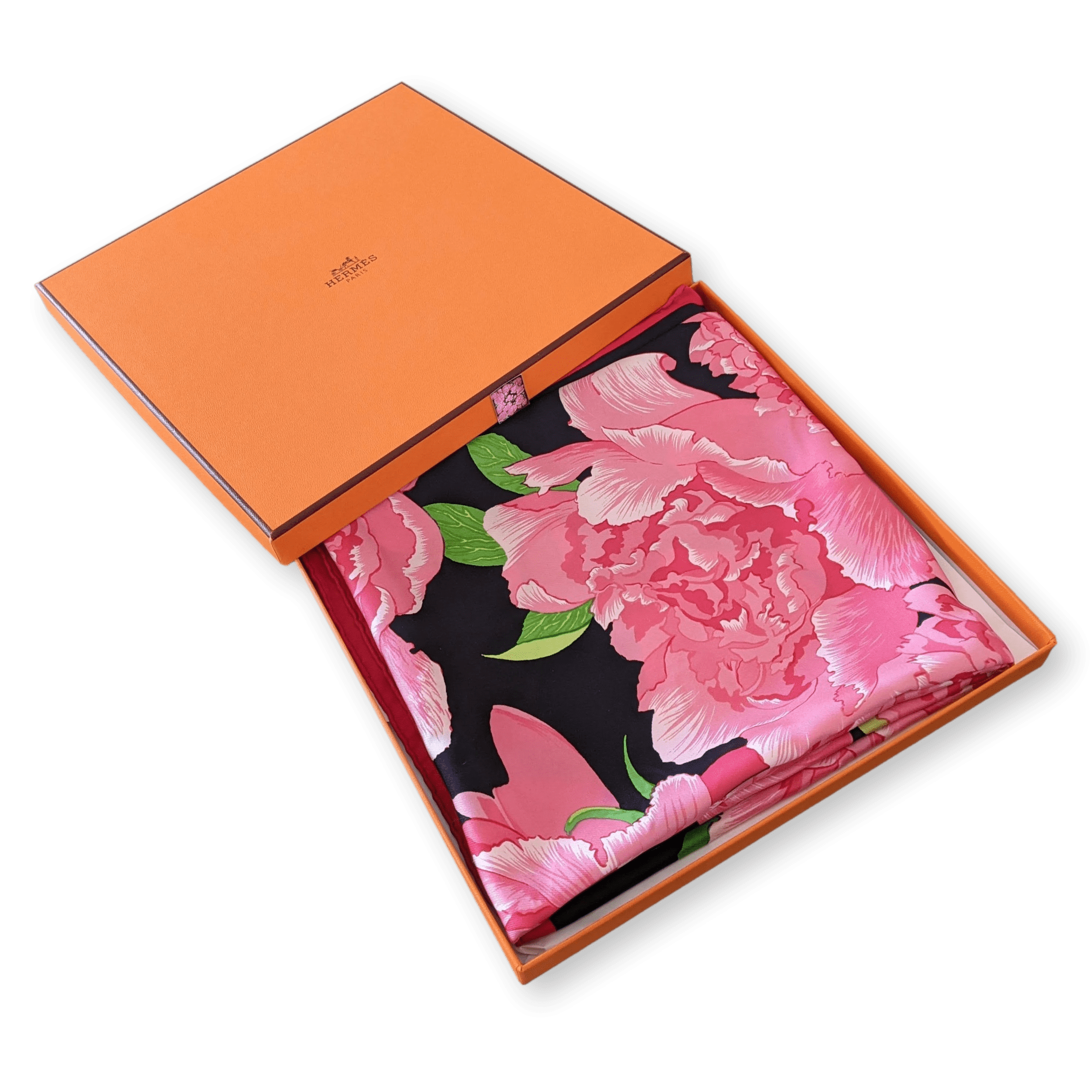 HERMES Les Pivoines by Christiane Vauzelles Twill Silk Scarf 90 x 90 cm