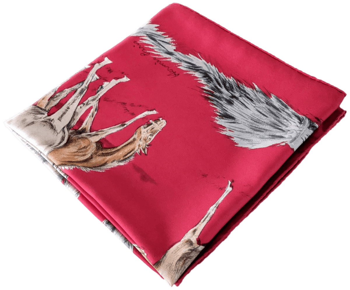 HERMES LES POULAINS 1998 by Xavier de Poret Twill 90 x 90 cm