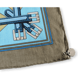 HERMES Les Sangles Cotton Scarf 70 with Palladium Charm – Rare Special Issue 2000s