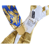 HERMES 1990's White/Gold Les Tambours Printed Twill Silk Adjustable Suspenders
