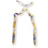 HERMES 1990's White/Gold Les Tambours Printed Twill Silk Adjustable Suspenders