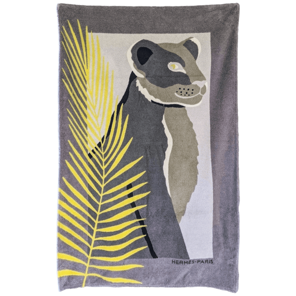 HERMES Lionceau Terry Beach Towel 90 x 150 cm