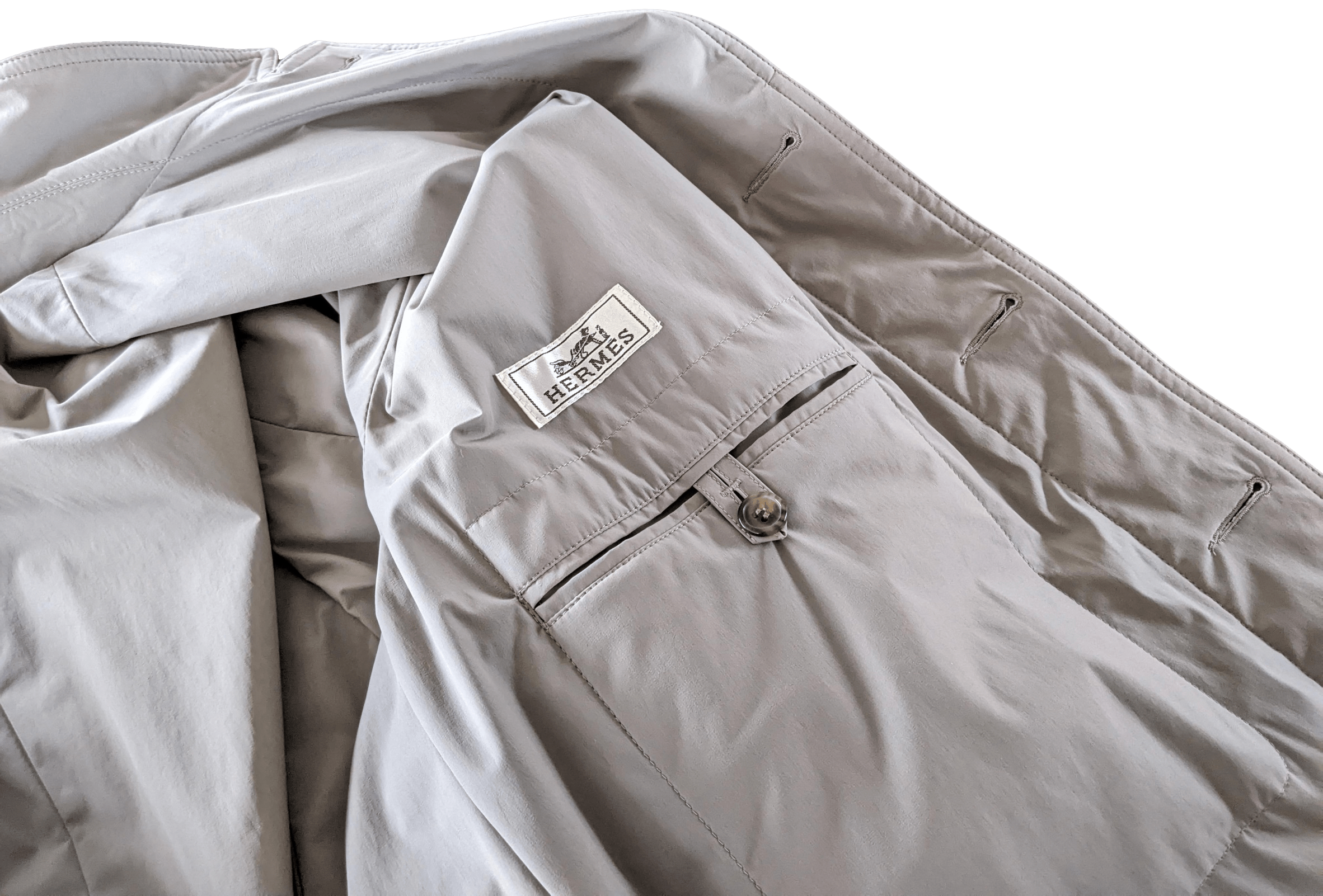 HERMES LIVERPOOL Toilovent Techinique Deperlente with Lambskin Detail Men's Impermeable Coat Sz54