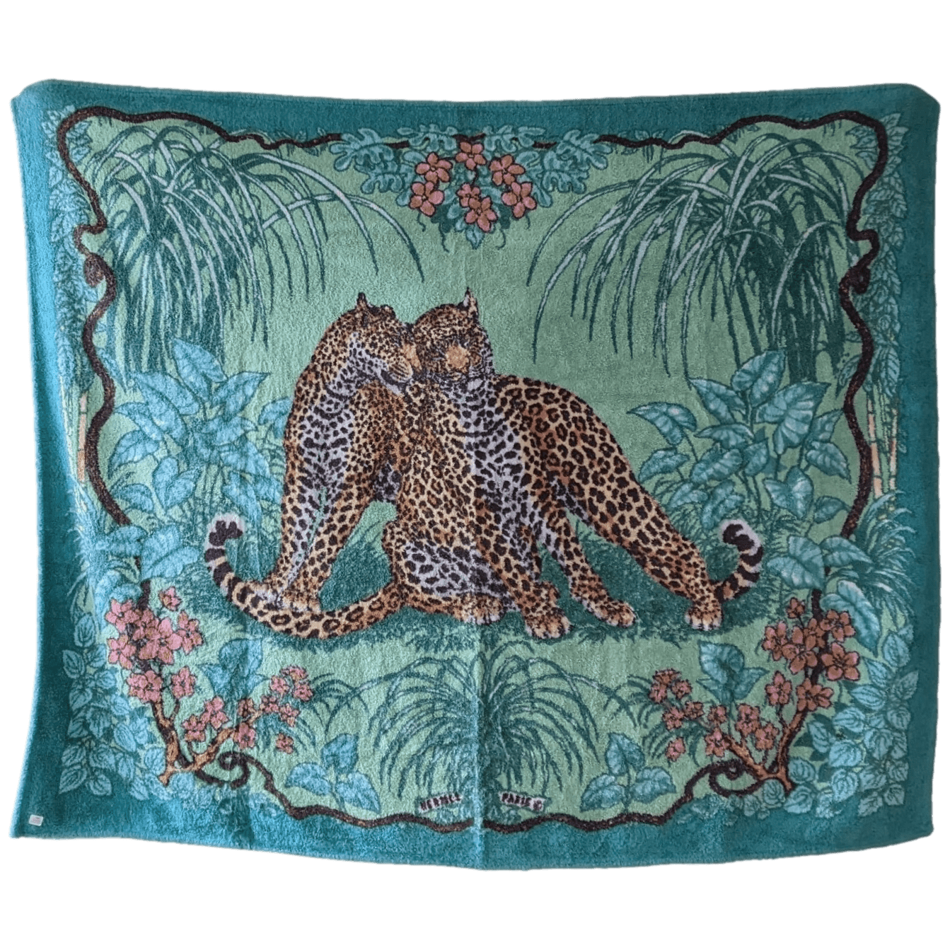 HERMES Lot of 2 JUNGLE LOVE Tapis de Plage Terry Beach XXL 148 x 220 cm