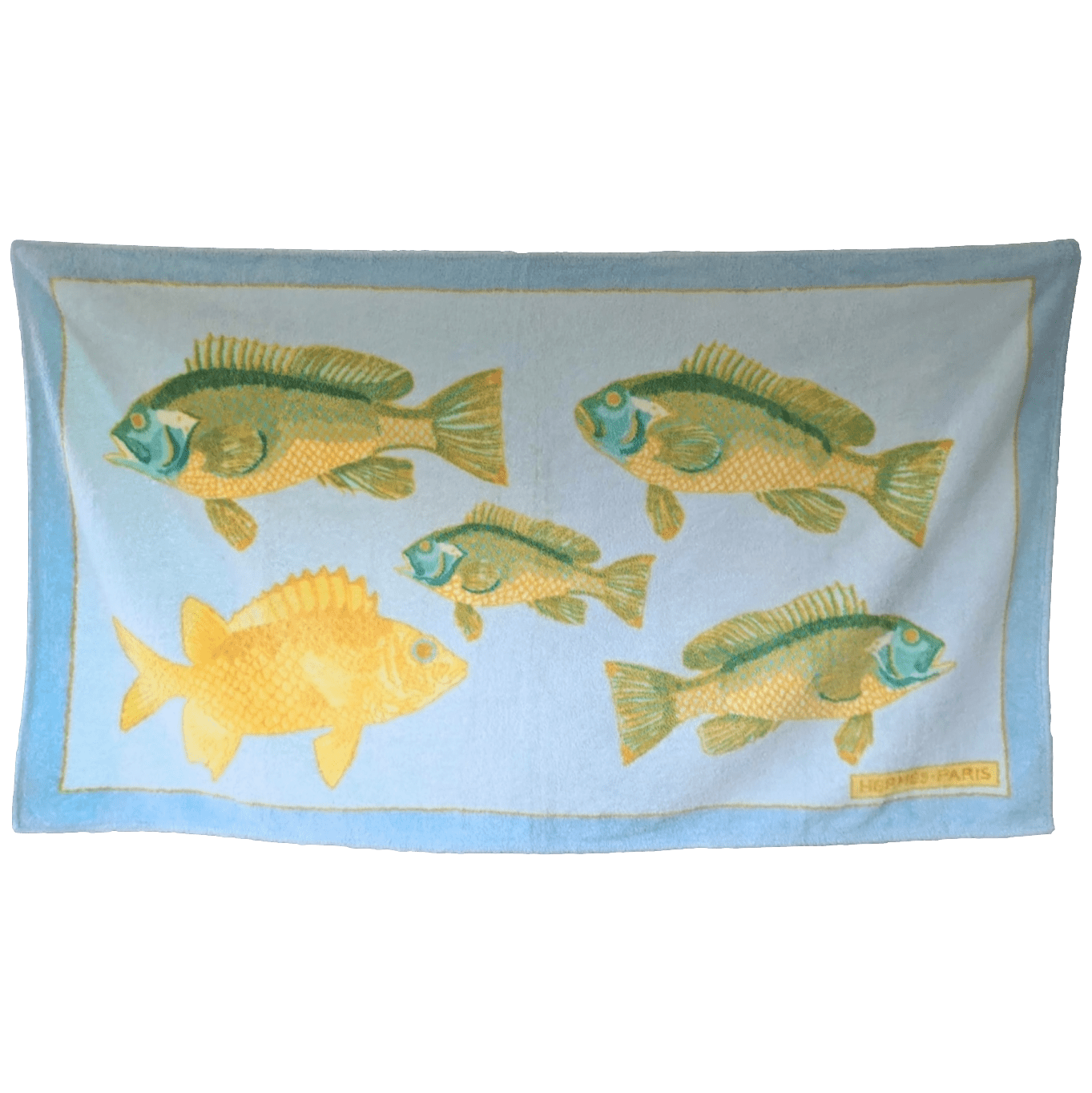 HERMES Lot of 2 (Poissons, Poissons) Tapis de Plage Terry Beach Towel 90 x 150 cm