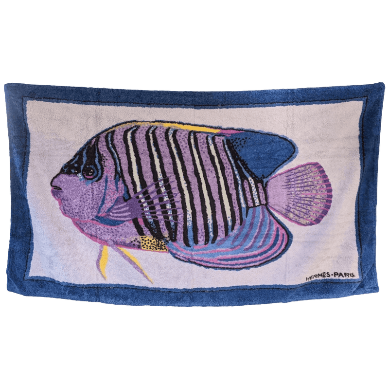 HERMES Lot of 2 (Leopards, Poisson) Tapis de Plage Terry Beach Towel 90 x 150 cm