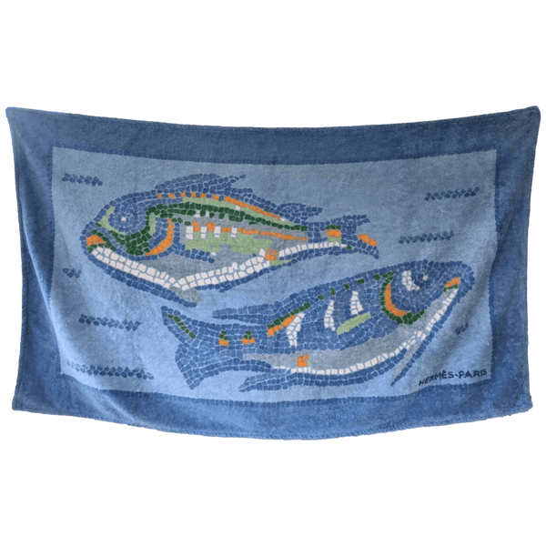 HERMES Lot de 3 Baleines, Poissons mosaic, Parasols XXL) Tapis de Plage Terry Beach Towel 90 x 150 cm