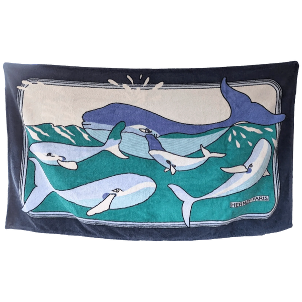 HERMES Baleines Terry Beach Towel 90 x 150 cm A20241105.1