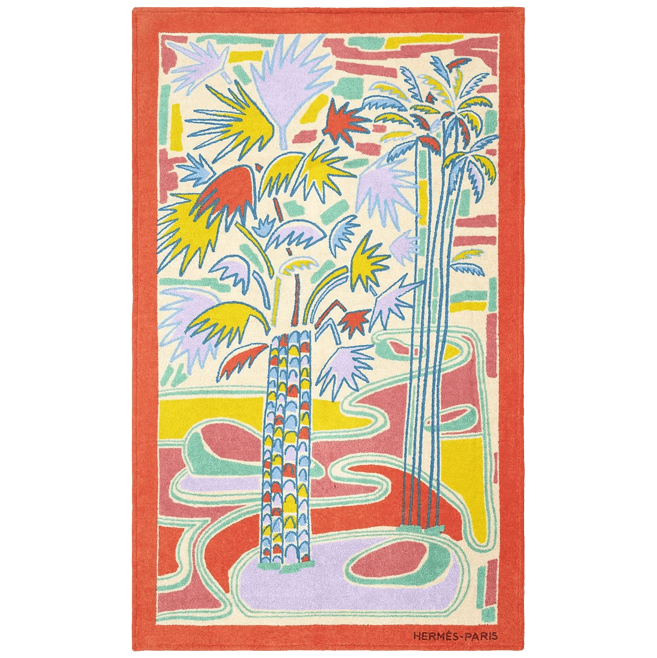 HERMES Tapis de Plage Lot of 4 (chant, palmier, maillon, escale) Terry Beach Towel 90 x 150 cm