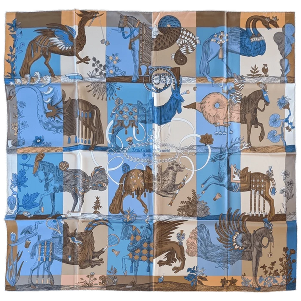 HERMES Della Cavalleria Favolosa by Virginie Jamin Twill Silk Scarf  90 x 90 cm, New!