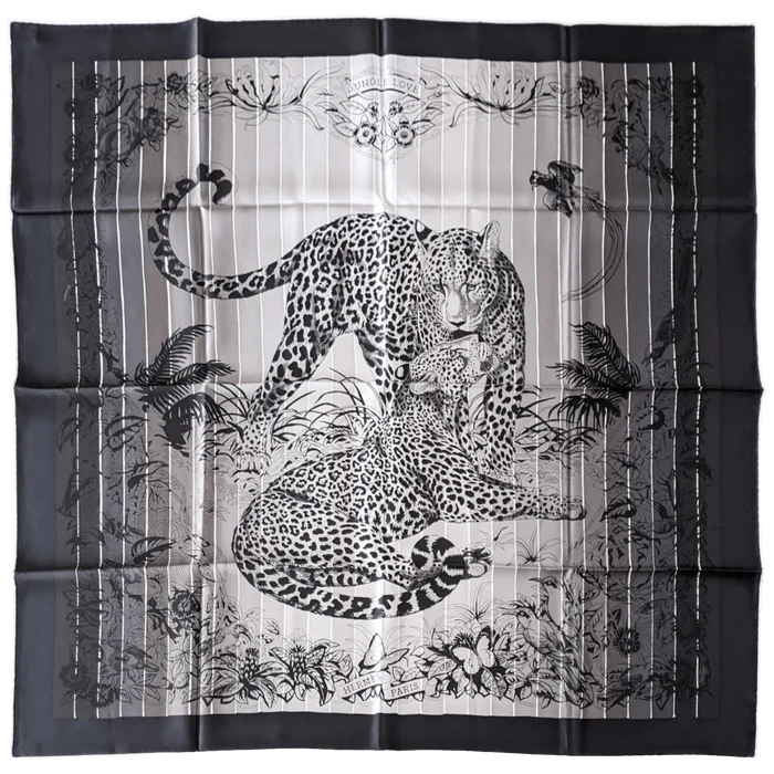 HEMRES 2019 Noir/Gris/Banc Jungle Love Rainbow by Robert Dallet Twill 90 x 90 cm