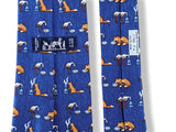 Hermes Marine/Fauve/Bleu LE RENARD ET LA CIGOGNE fox and stork Twill Silk Tie 9,1cm, New in Transparent Pochette!. - poupishop