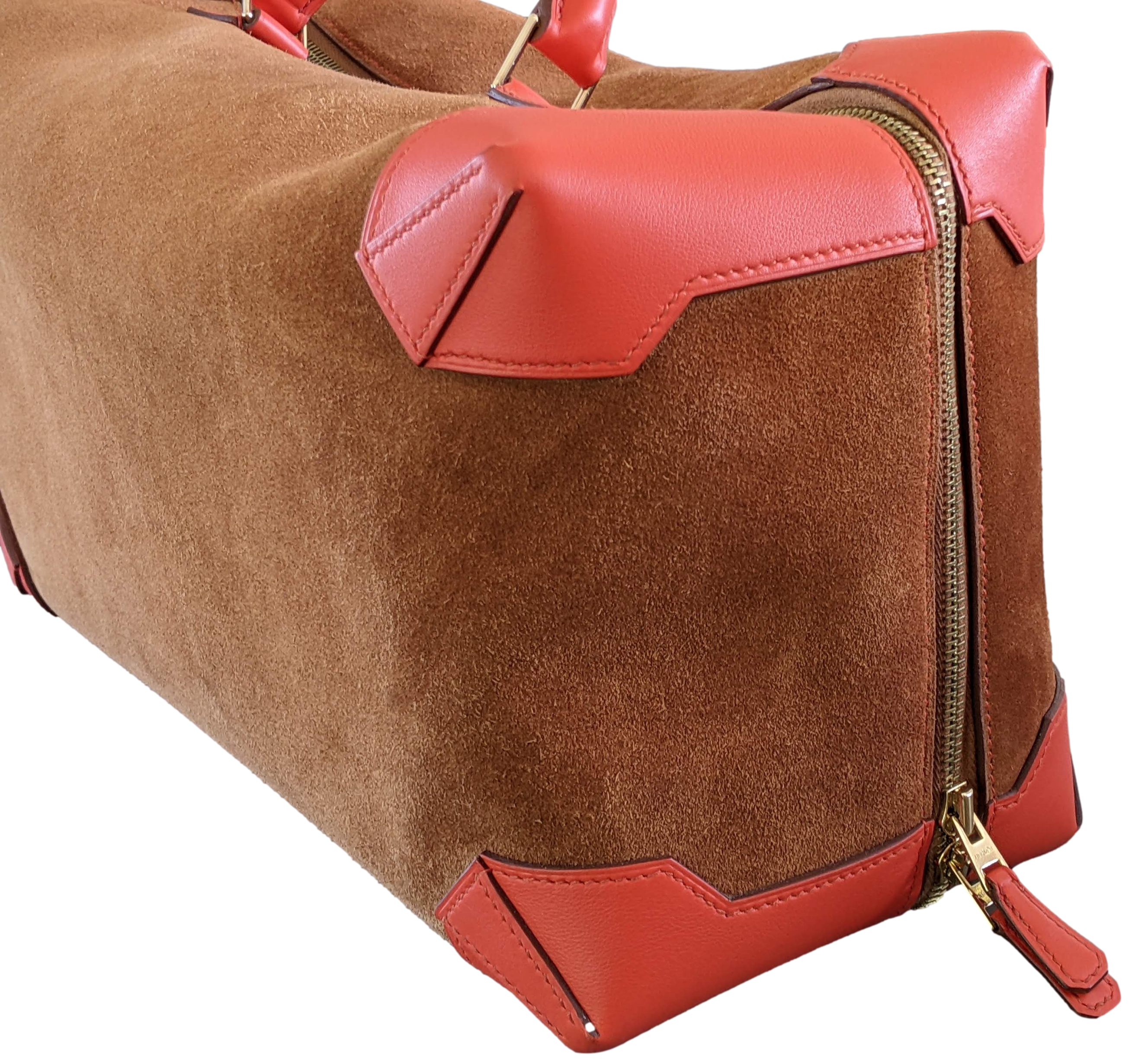 HERMES 2011 MAXI BOX 29 Fauve Grizzly Suede & Capucine Evercolor Bag