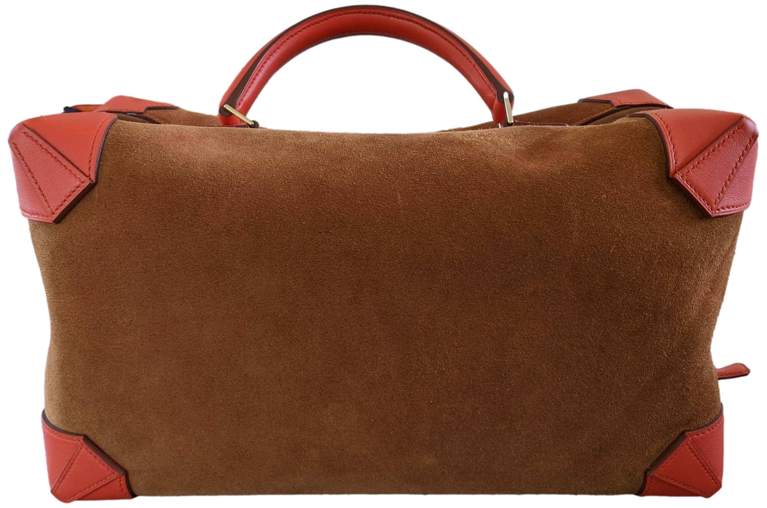 HERMES 2011 MAXI BOX 29 Fauve Grizzly Suede & Capucine Evercolor Bag
