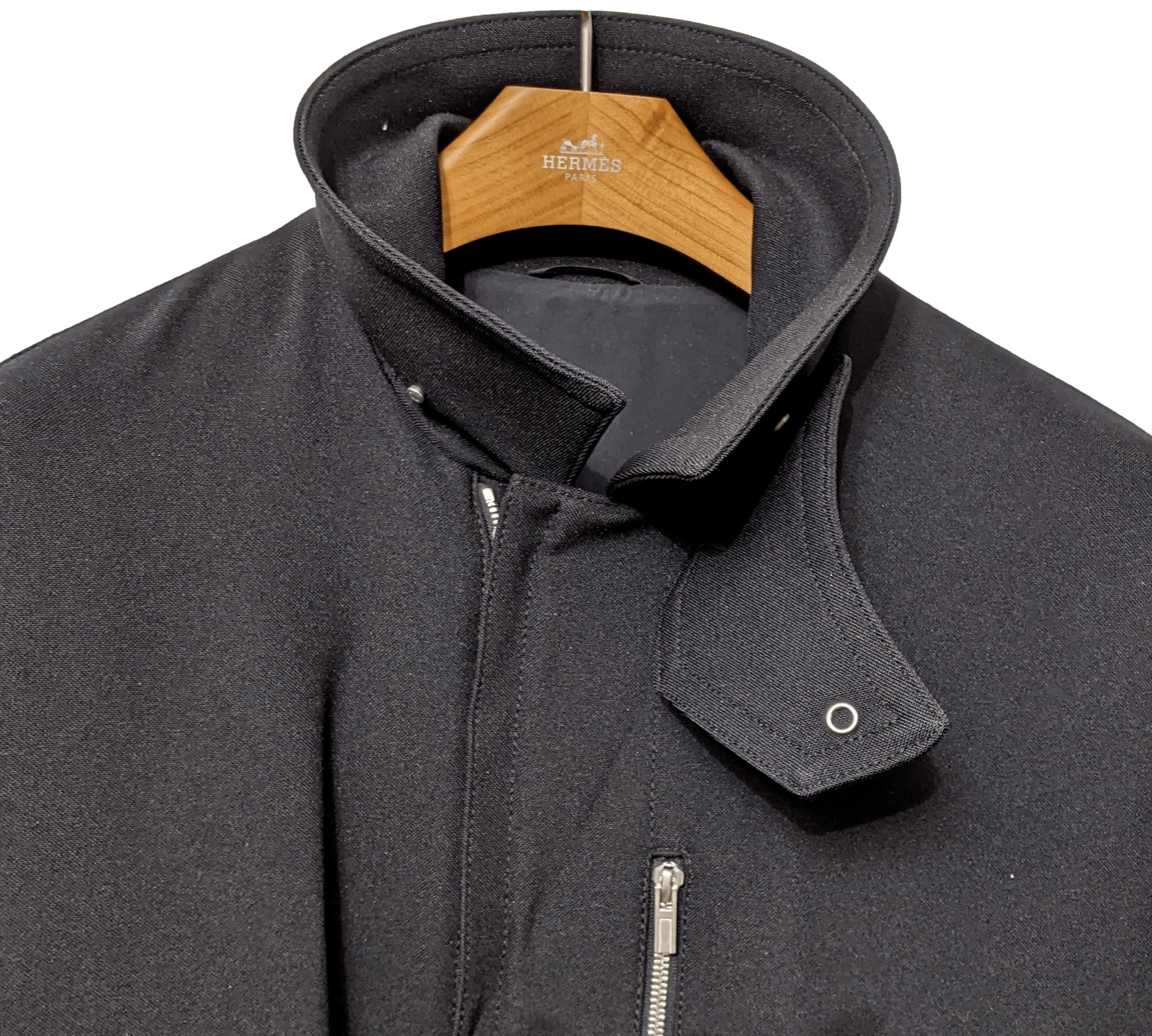 HERMES Men's Black Long Coat Sz52