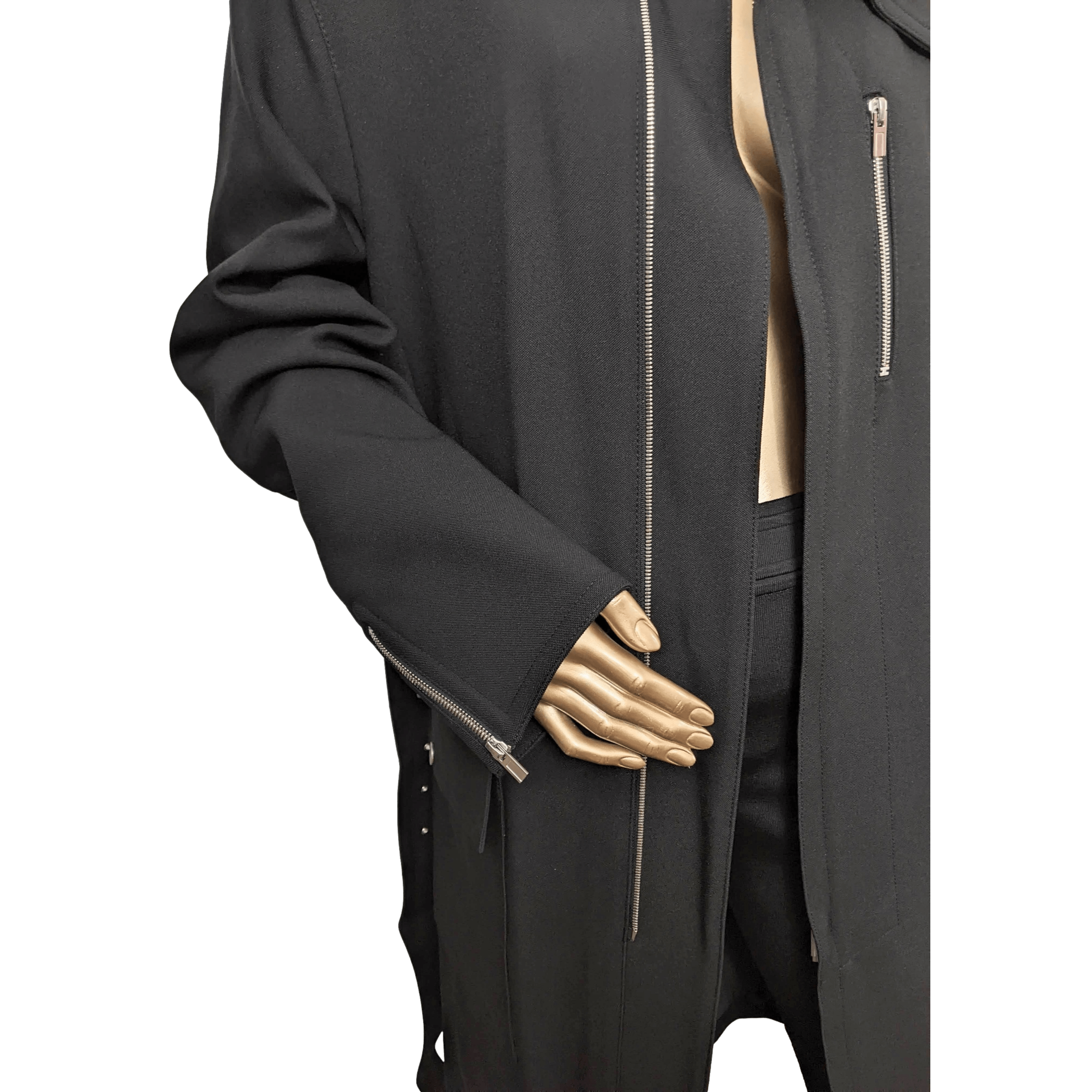 HERMES Men's Black Long Coat Sz52
